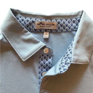 Unique Peter Millar Summer Comfort Polo with Blue Skulls collar - Mens Large